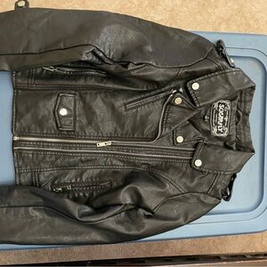 Sugarfly Black Kids faux leather moto Jacket